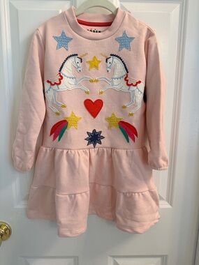 Kids Unicorn Appliqué Dress - Pink 4T